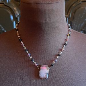 Purple crystal beaded necklace